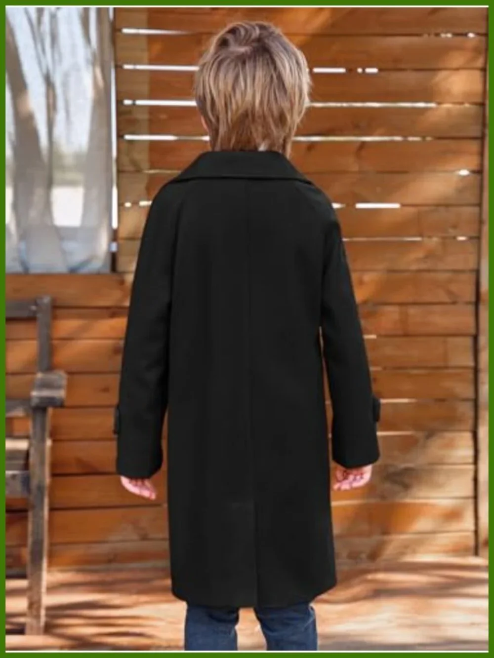 Boys Pea Coat Double Breasted Notched Collar Overcoat